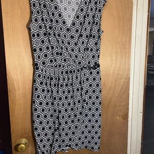 Michael Kors Black and White Midi Dress